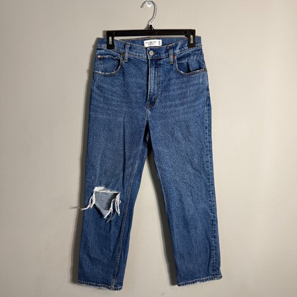 Abercrombie & Fitch Ankle Straight Ultra High Rise Denim Jean Women's 28 6S Blue - Picture 2 of 12